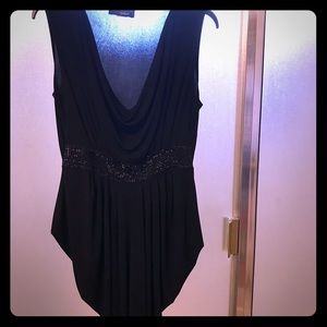 Drape neck black dress